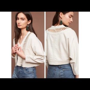 ANTHROPOLOGIE Hei Hei Ladder linen cropped jacket